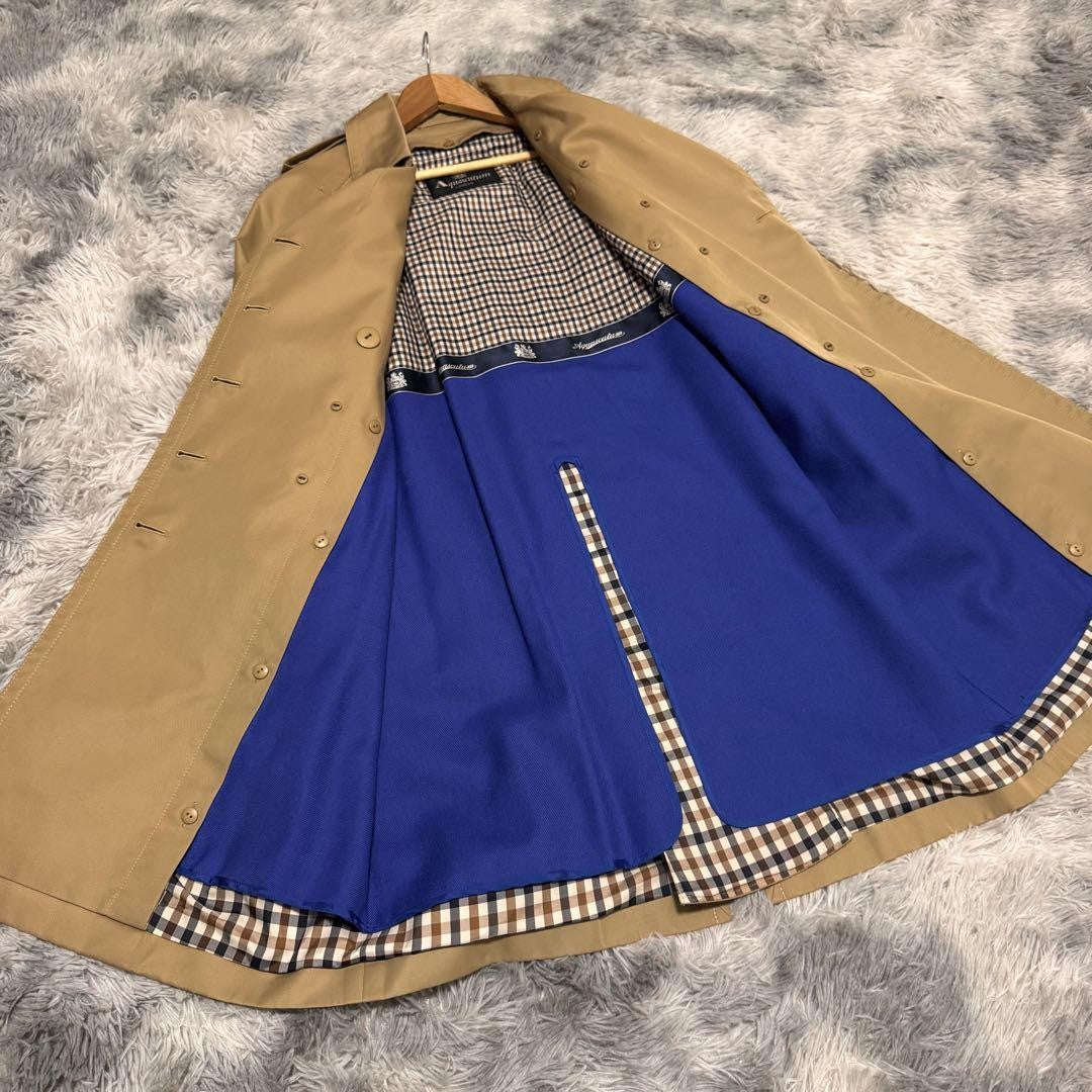 Aquascutum Trench Coat Club Check Asian fit S US size XS Beige Authentic