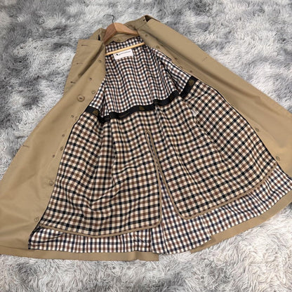 Aquascutum Trench Coat Club Check Asian fit S US size XS Beige Authentic