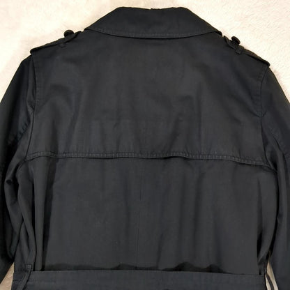 Aquascutum Trench Coat Club Check Asian fit L US size M Black Authentic