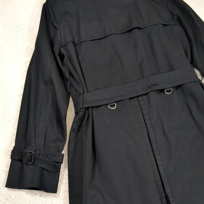 Aquascutum Trench Coat Club Check Asian fit L US size M Black Authentic