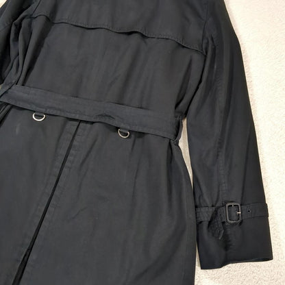 Aquascutum Trench Coat Club Check Asian fit L US size M Black Authentic