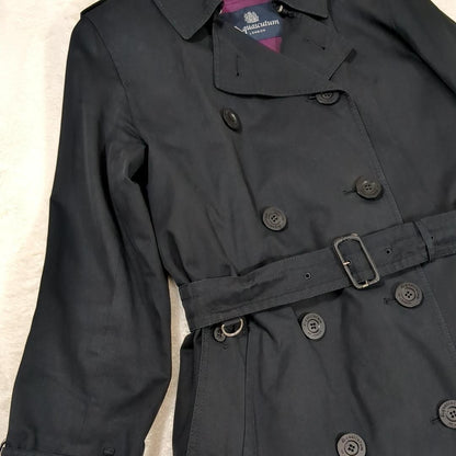Aquascutum Trench Coat Club Check Asian fit L US size M Black Authentic