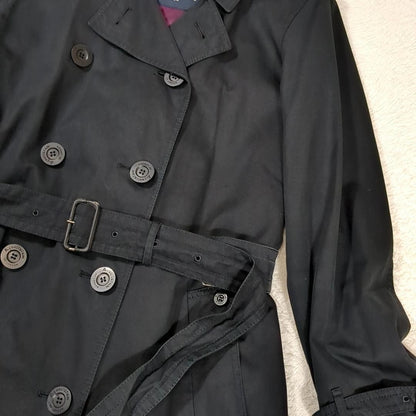 Aquascutum Trench Coat Club Check Asian fit L US size M Black Authentic