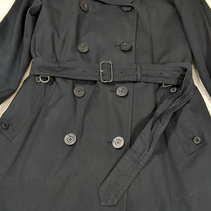 Aquascutum Trench Coat Club Check Asian fit L US size M Black Authentic