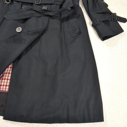 Aquascutum Trench Coat Club Check Asian fit L US size M Black Authentic