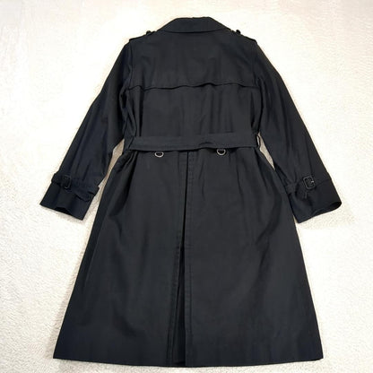 Aquascutum Trench Coat Club Check Asian fit L US size M Black Authentic