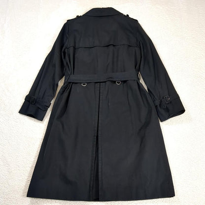 Aquascutum Trench Coat Club Check Asian fit L US size M Black Authentic