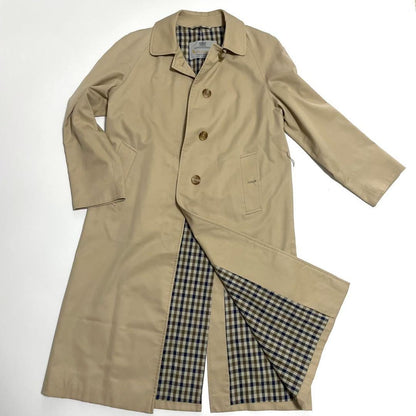 Aquascutum Long Coat Club Check Asian fit L US size M Beige Authentic