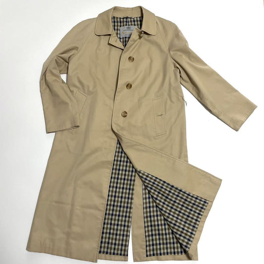 Aquascutum Long Coat Club Check Asian fit L US size M Beige Authentic
