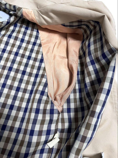 Aquascutum Long Coat Club Check Asian fit L US size M Beige Authentic