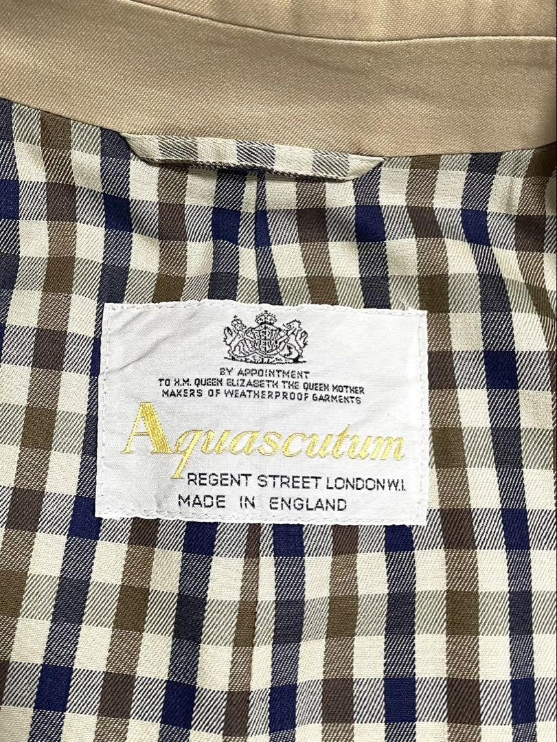 Aquascutum Long Coat Club Check Asian fit L US size M Beige Authentic