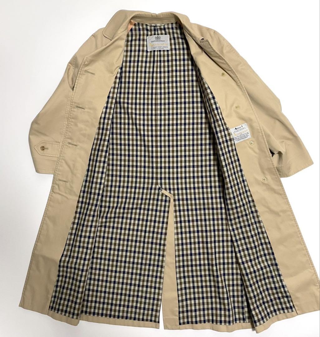 Aquascutum Long Coat Club Check Asian fit L US size M Beige Authentic
