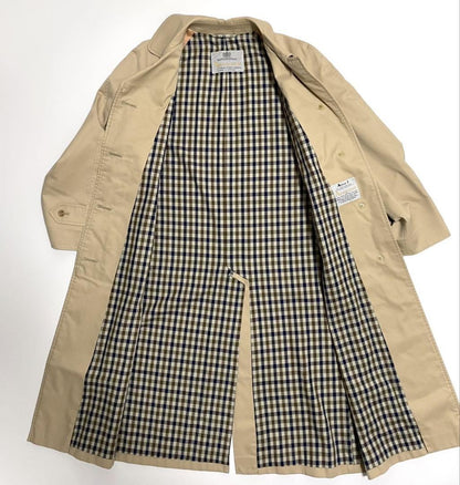 Aquascutum Long Coat Club Check Asian fit L US size M Beige Authentic