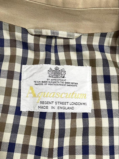 Aquascutum Long Coat Club Check Asian fit L US size M Beige Authentic