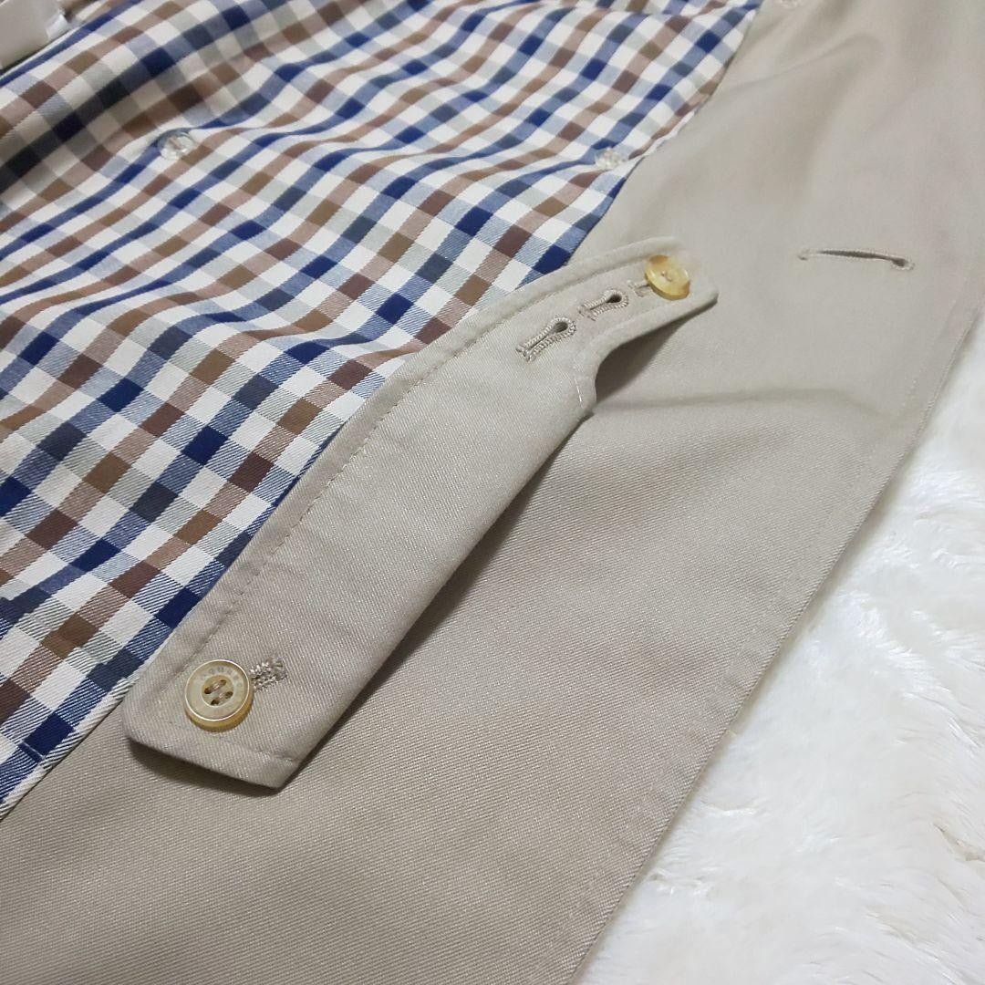 Aquascutum Trench Coat Club Check Asian fit S US size XS Beige Authentic