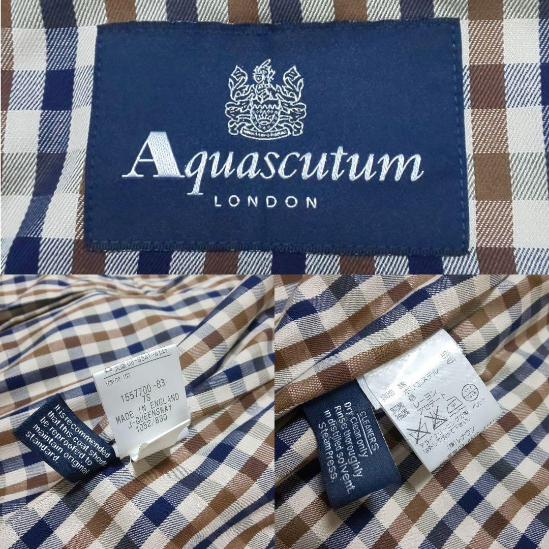 Aquascutum Trench Coat Club Check Asian fit S US size XS Beige Authentic