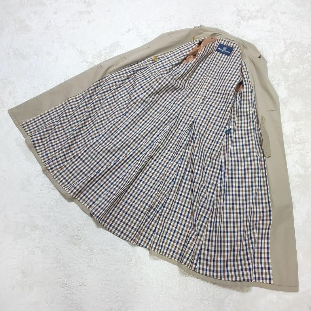Aquascutum Trench Coat Club Check Asian fit S US size XS Beige Authentic