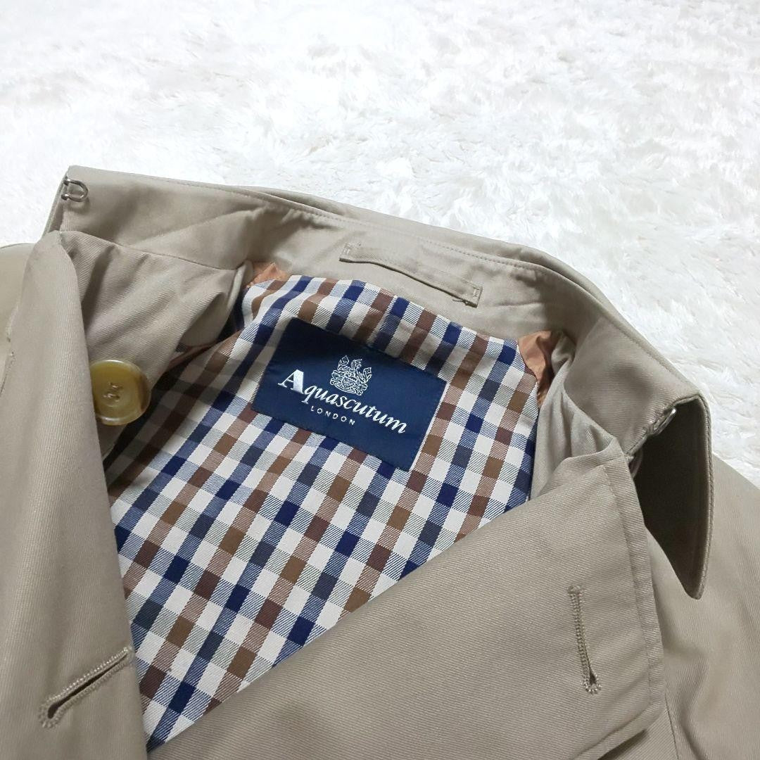 Aquascutum Trench Coat Club Check Asian fit S US size XS Beige Authentic