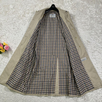 Aquascutum Trench Coat Club Check Asian fit L US size M Beige Authentic