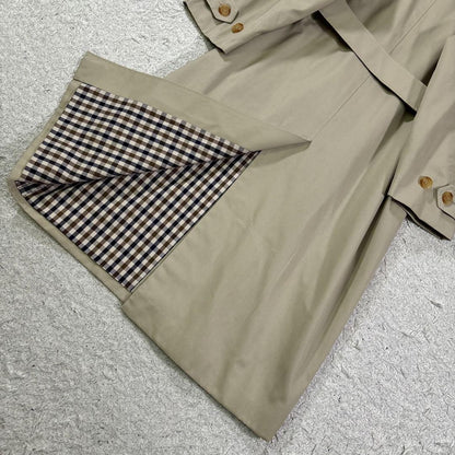 Aquascutum Trench Coat Club Check Asian fit L US size M Beige Authentic