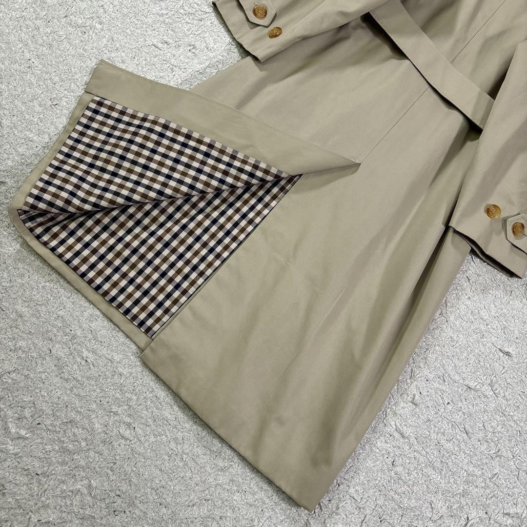 Aquascutum Trench Coat Club Check Asian fit L US size M Beige Authentic