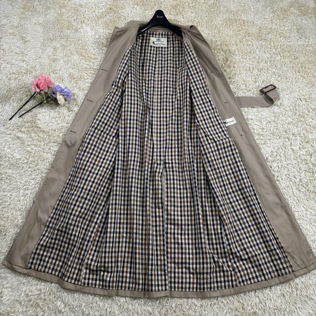 Aquascutum Trench Coat Club Check Asian fit M US size S Beige Authentic