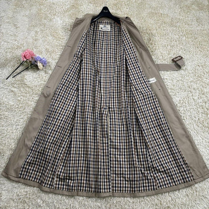 Aquascutum Trench Coat Club Check Asian fit M US size S Beige Authentic