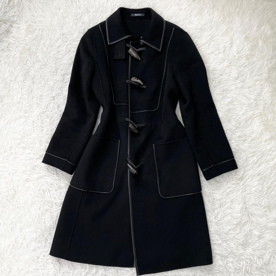 Aquascutum Long Coat Asian fit M US size S Black Authentic
