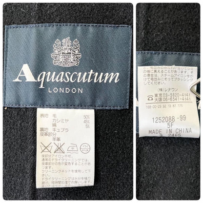 Aquascutum Long Coat Asian fit M US size S Black Authentic