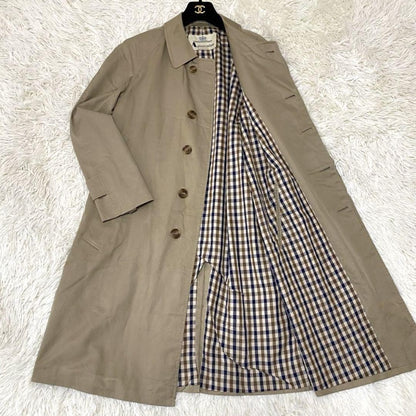 Aquascutum Trench Coat Club Check FREE SIZE Beige Authentic