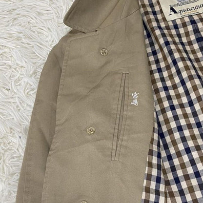 Aquascutum Trench Coat Club Check FREE SIZE Beige Authentic