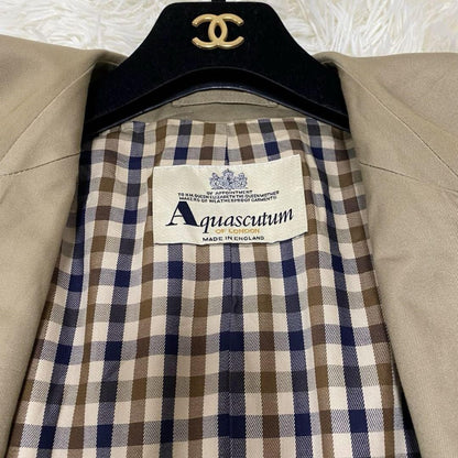 Aquascutum Trench Coat Club Check FREE SIZE Beige Authentic