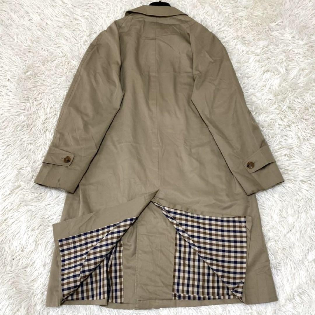Aquascutum Trench Coat Club Check FREE SIZE Beige Authentic
