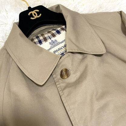 Aquascutum Trench Coat Club Check FREE SIZE Beige Authentic