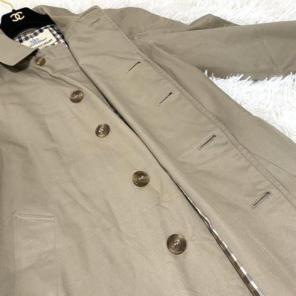 Aquascutum Trench Coat Club Check FREE SIZE Beige Authentic