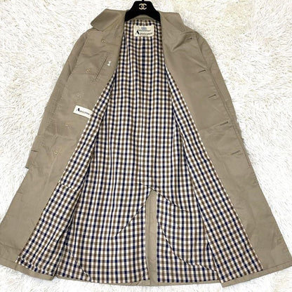 Aquascutum Trench Coat Club Check FREE SIZE Beige Authentic