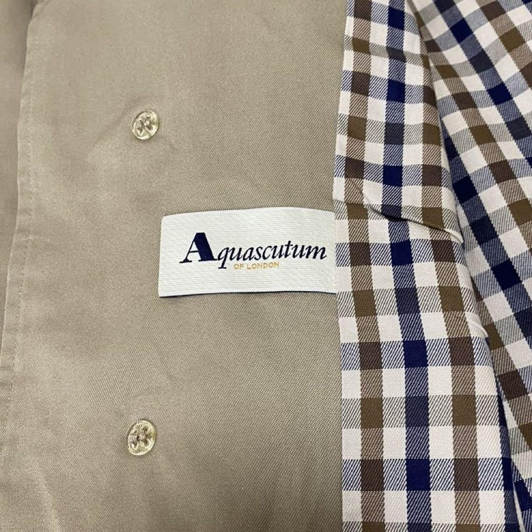 Aquascutum Trench Coat Club Check FREE SIZE Beige Authentic