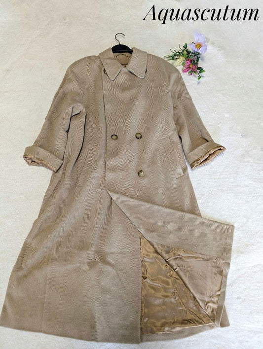 Aquascutum Long Coat Asian fit M US size S Camel Authentic