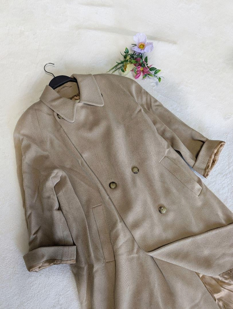 Aquascutum Long Coat Asian fit M US size S Camel Authentic