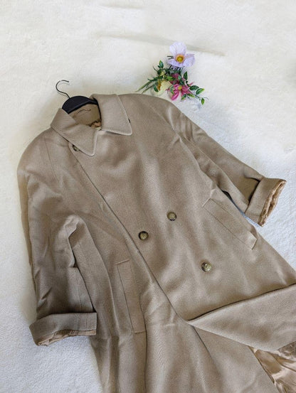Aquascutum Long Coat Asian fit M US size S Camel Authentic