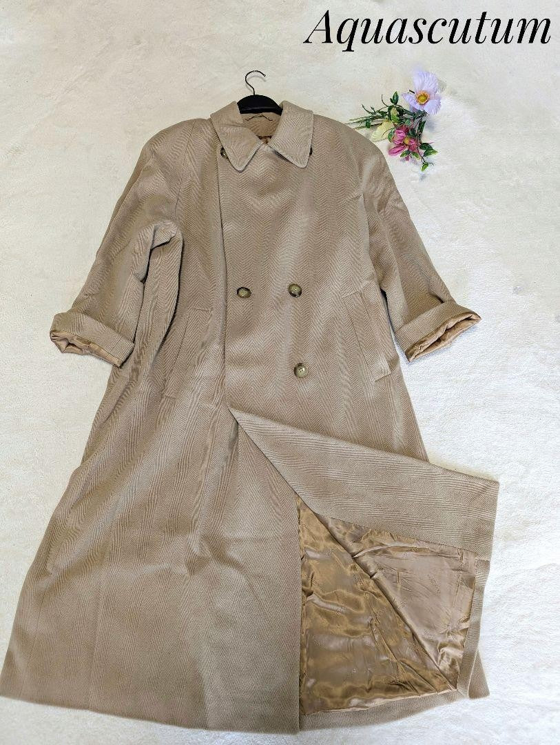 Aquascutum Long Coat Asian fit M US size S Camel Authentic