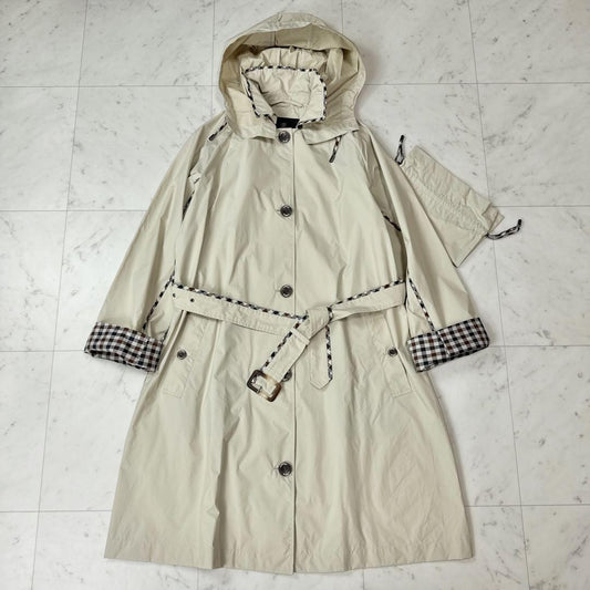 Aquascutum Trench Coat Club Check Asian fit M US size S Beige Authentic
