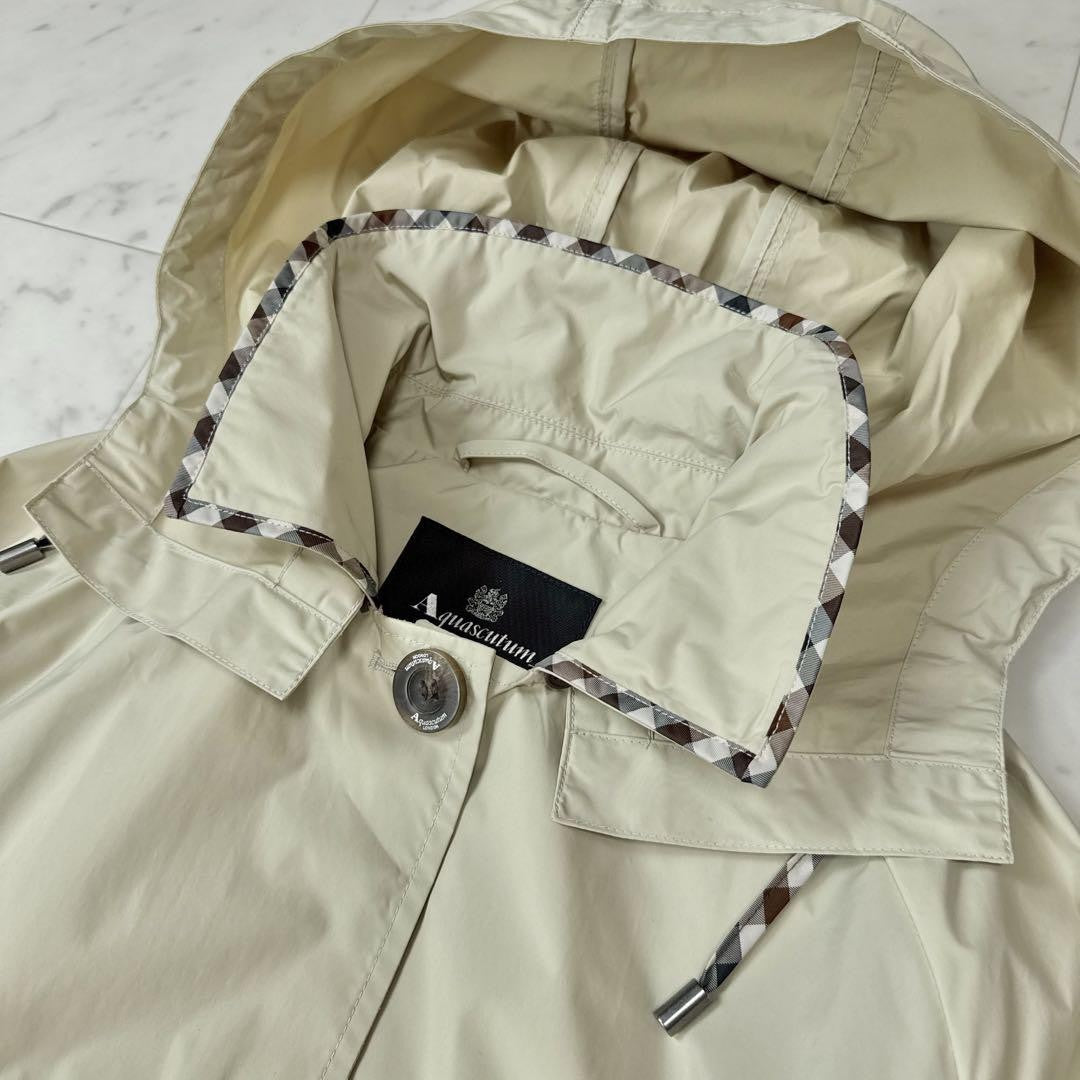 Aquascutum Trench Coat Club Check Asian fit M US size S Beige Authentic