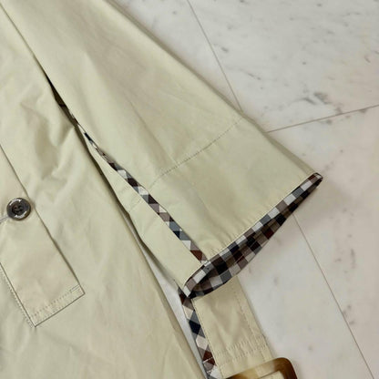 Aquascutum Trench Coat Club Check Asian fit M US size S Beige Authentic
