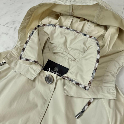 Aquascutum Trench Coat Club Check Asian fit M US size S Beige Authentic