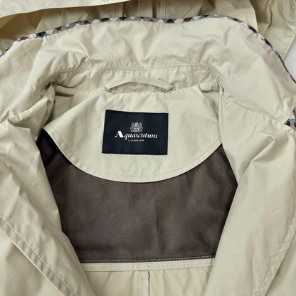 Aquascutum Trench Coat Club Check Asian fit M US size S Beige Authentic