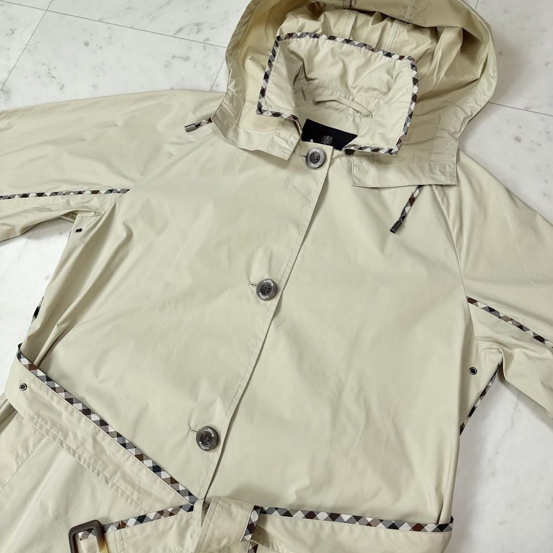 Aquascutum Trench Coat Club Check Asian fit M US size S Beige Authentic