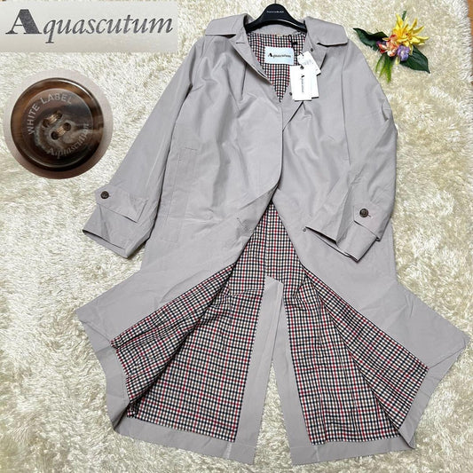 Aquascutum Trench Coat Club Check Asian fit L US size M Beige Authentic