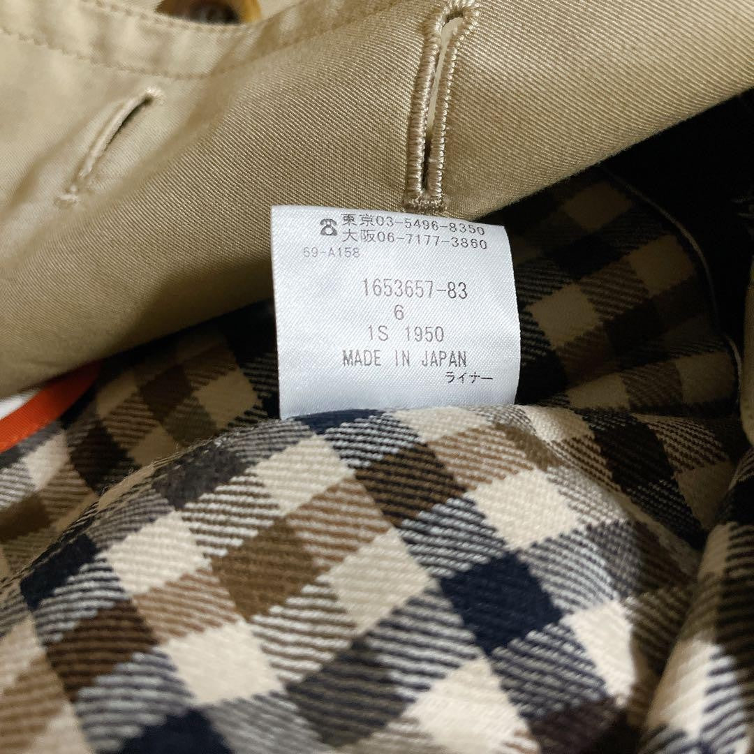 Aquascutum Trench Coat Club Check Asian fit M US size S Beige Authentic