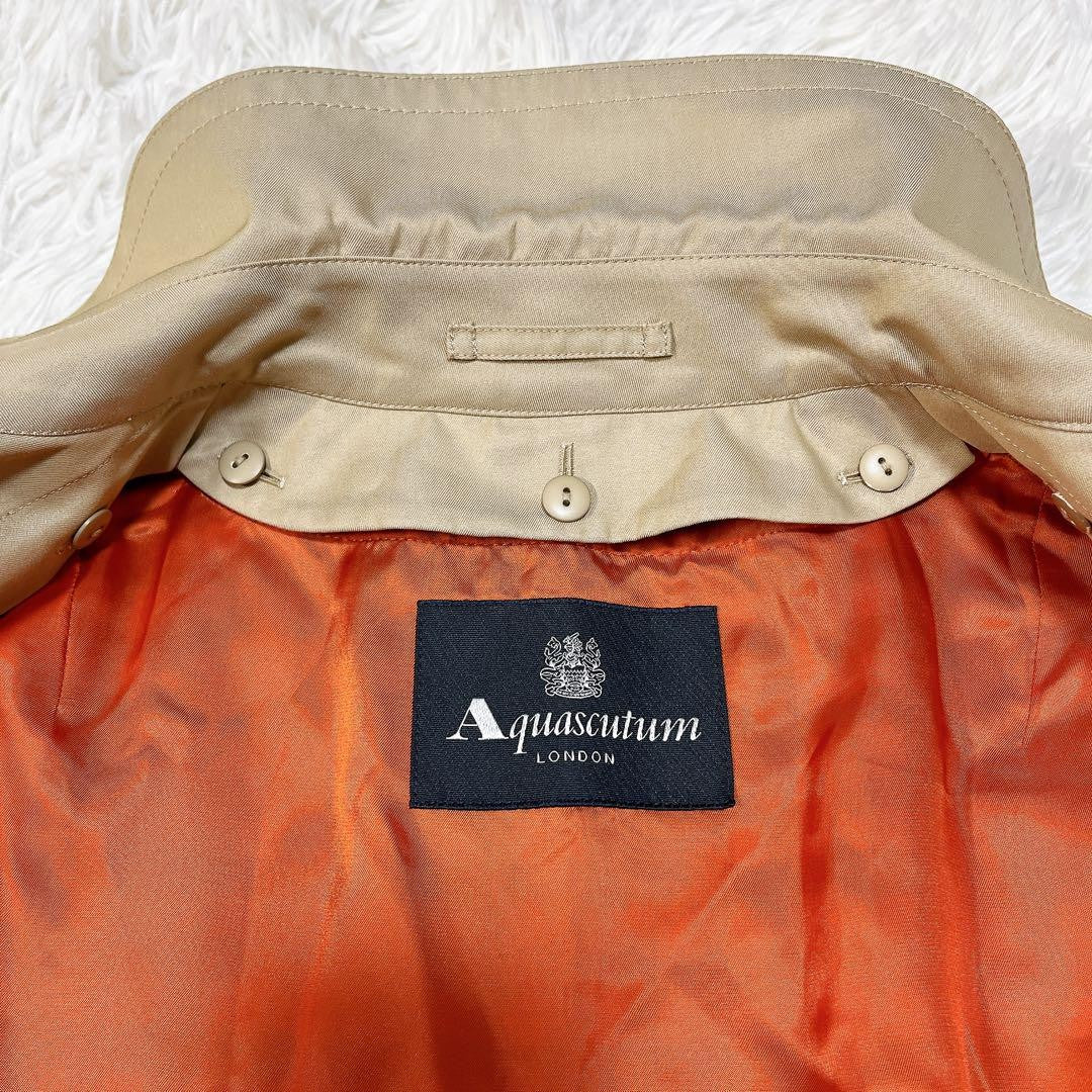 Aquascutum Trench Coat Club Check Asian fit M US size S Beige Authentic
